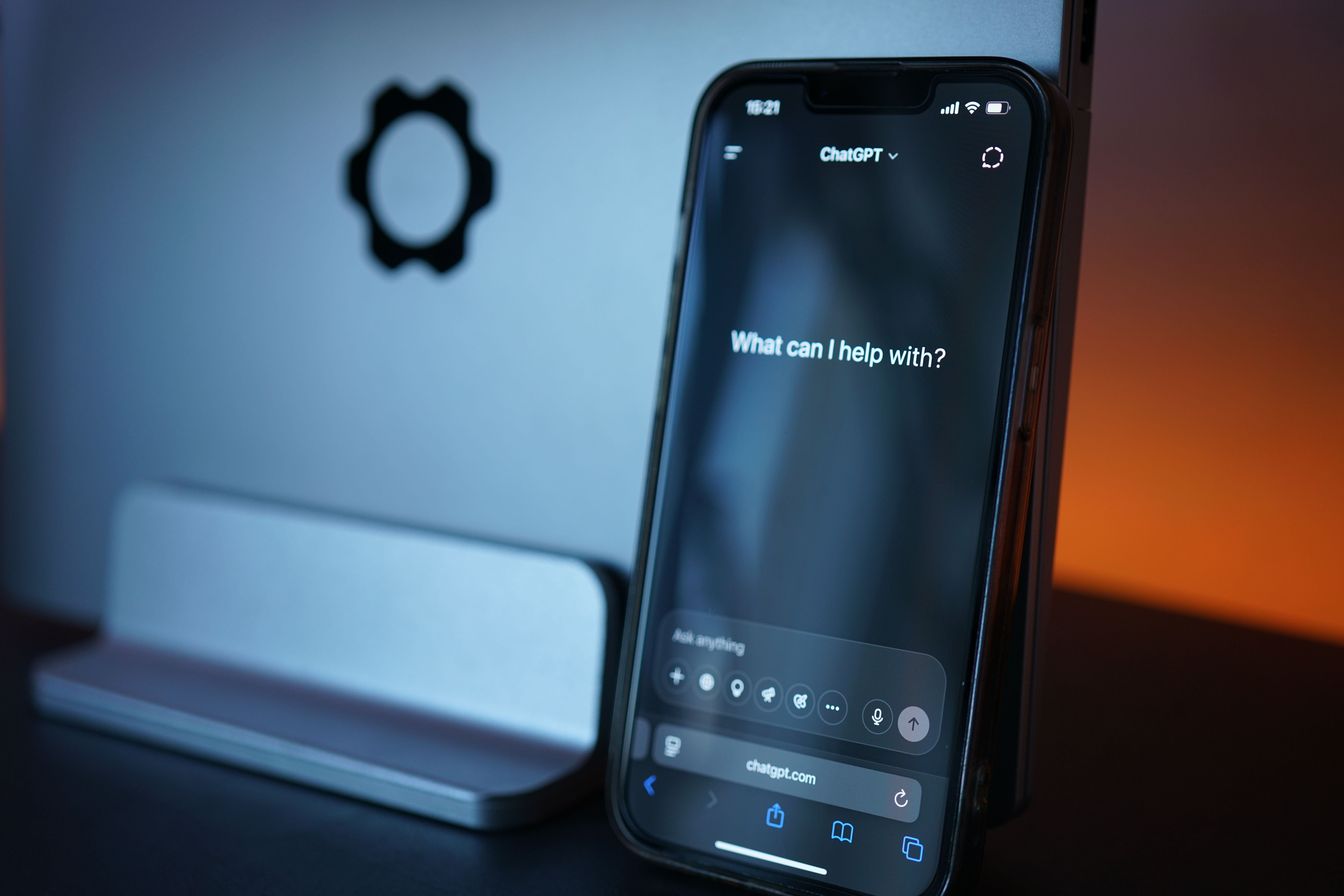 Smartphone displaying an AI chat conversation interface